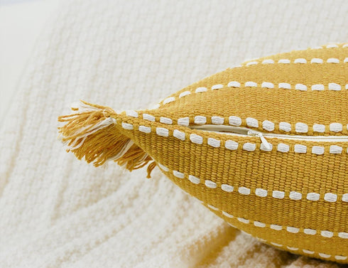 14 36,Clasic Decorative Farmhouse Extra Long Lumbar Throw Pillow Cover x Striped Textured Cotton Boho Long Body Pillow