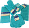 Kitchen Towel Set with 2 Quilted Pot Holders, Oven Mitt, Dish Towel, Dish Drying Mat, 2 Microfiber Scrubbing Cloths