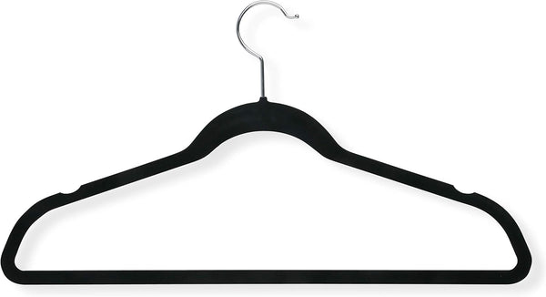 Honey-Can-Do HNG-01050 Ultra-Thin Non-Slip Velvet-Touch Hangers, Black, 20-Pack