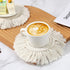 Mozeat Lens Set 2 Boho Coasters for Drinks Absorbent Crochet Coasters Round Boho Coaster of Housewarming Gift Bar