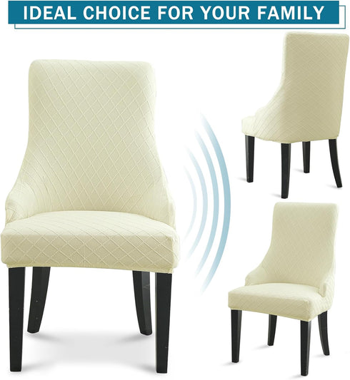 Liykimt Stretch Wingback Side Chair Slipcover-Accent Chair Cover Jacquard with Arm,Washable Upholstered Arm Dining