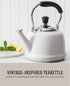 2 Martha Stewart Kingstree Large Qt Heavy Gauge Stainless Steel Tea Kettle - Linen White Exterior