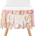 Q&High Life Pre - strung Pink Highchair Banner - 1st One Birthday Highchair Banner