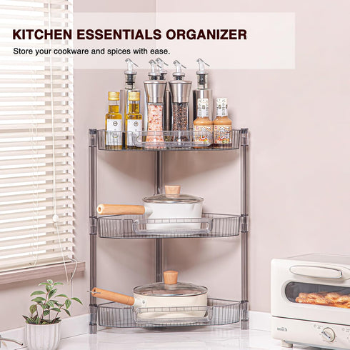 3-Tier Counter Countertop HYBRIDEAS Corner Shelf Organizer for Bathroom Skincare and Makeup Storage Vanity Dresser