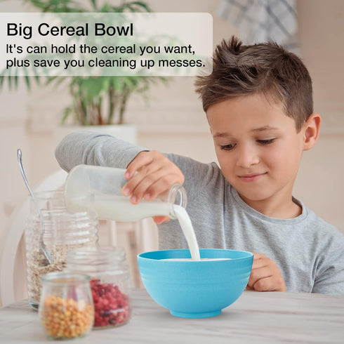 Unbreakable Cereal Bowls Set of 6, 24 OZ Wheat Straw Bowls, Microwave & Dishwasher Safe, Lightweight
