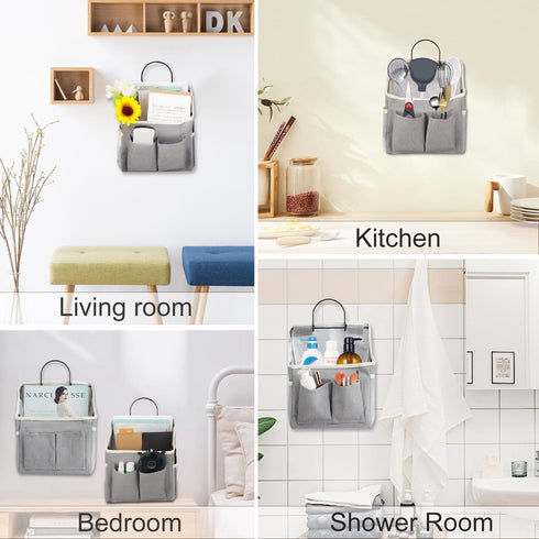 LYroo 2 Pack Wall Hanging Bag Organizer, Basket with Pockets for Bathroom, Bedroom, Kitchen Essentials