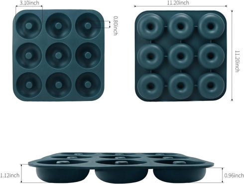 Large Professional Grade Donut Pan for Baking, 9 Cavity Non-Stick Bagel Pan, BPA Free 11.2 x 11.1 Inches