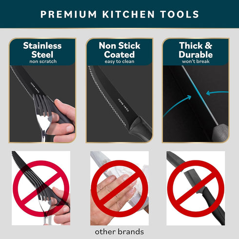 Home Hero 12-Piece Razor-Sharp Steak Knives Set, High-Carbon Stainless Steel with Ergonomic Handles for Precise Cutting