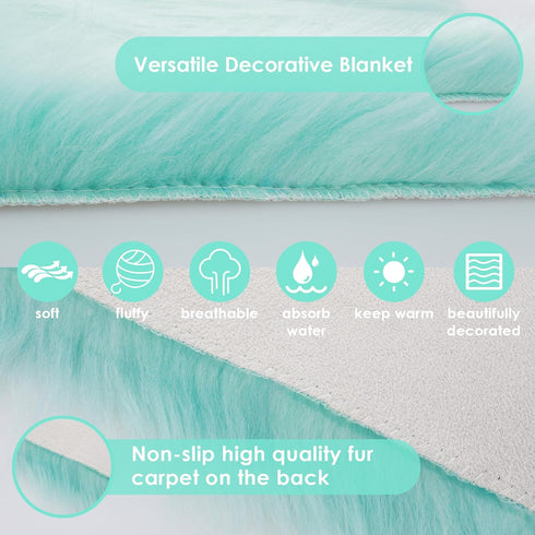 WLLHYF 10 Inches Mini Square Faux Fur Rug Small Fluffy Area Rug Cushion for Living Room Sofa Bedroom Floor Soft Square