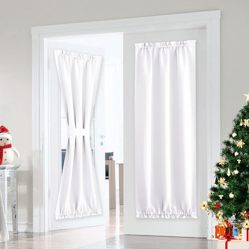 PONY DANCE Glass Door Curtain Panel, 34 x 72 inches, Solid Energy Efficient Rod Pocket for Metal French Patio Door,