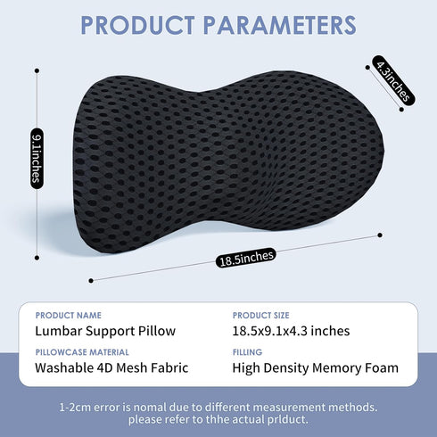 Ergonomic Memory Foam Lumbar Support Pillow, CMFY Breathable & Detachable & Washable, Lower Back Pillow for Office