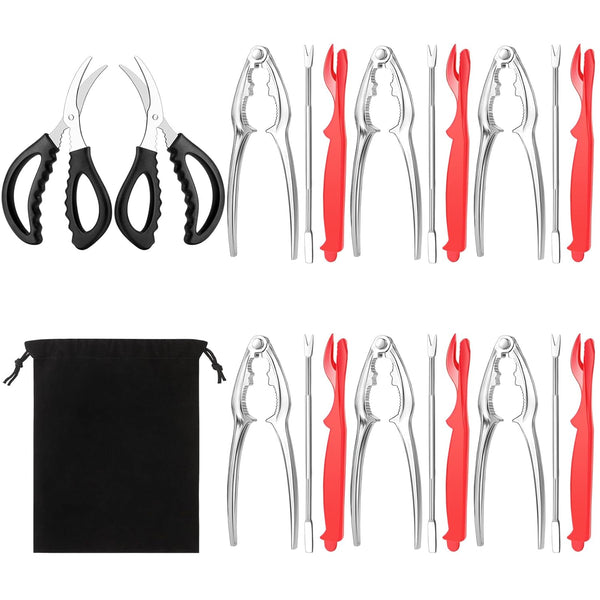 Veluft 20 Pcs Crab Crackers and Tools, Crab Crackers, Lobster Sheller, Fork, Scissors
