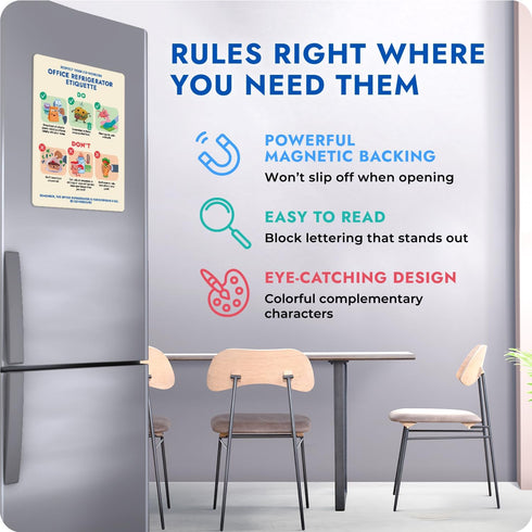 Office Refrigerator Etiquette Guide, Magnetic Signs for Respectful Behavior, Cute Office Supplies & Accessories
