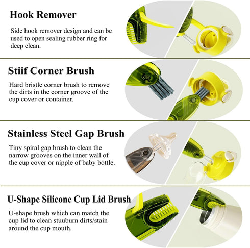 4in1 Multifunctional Cleaning Brush Set, 1pc Bright Grey Plastic