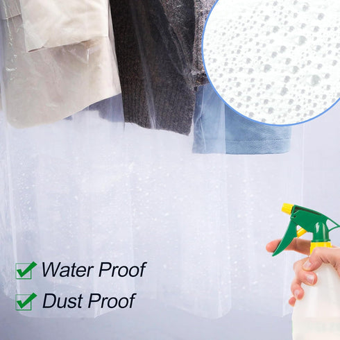 50 Pack Plastic Dry Cleaning Bags, 60x120 cm Clear Dust-proof Garment Bags for Dry Cleaner and Storage