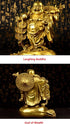 Fengshui Statue Buddha, Brass Laughing Buddha Carrying Bag, God of Wealth Figurines