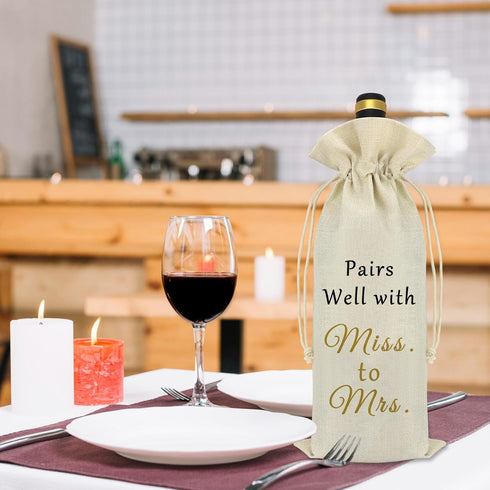 Bride To Be Gifts Wine Bag, Miss to Mrs Bachelorette Bridal Shower Engagement Gifts for Women