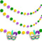 3 Pieces Pom Pom Garlands, Mardi Gras Decorations with Gold Purple Green Felt Ball Banners for Birthday Party