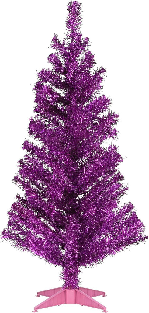 National Tree Company Artificial Christmas Tree - Pink Tinsel, Includes Stand, 3 Feet
