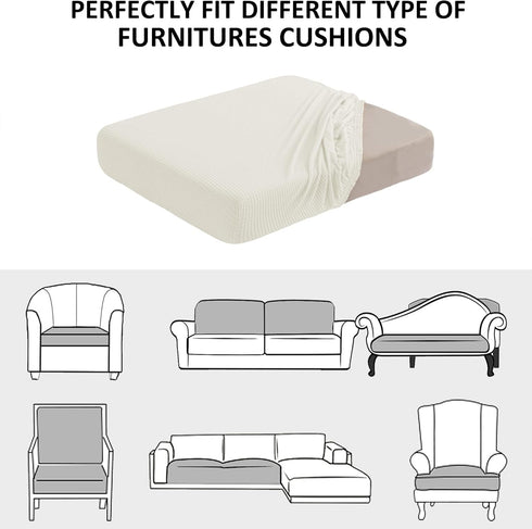 High Stretch Water Repellent Sofa Seat Cushion Covers for RV Dinette, Small Cream Furniture Protector Slip Cover