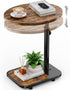 TV Tray Table with Infinite Adjustable Height - C-Shaped Sofa End Side Table for Snack Laptop Desk Small Spaces (Brown)