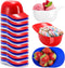 Fasmov 30 Pack Baseball Helmet Ice Cream Snack Bowls - 8 oz Mini Baseball Cap Bowls for Kids, Red, Blue, White