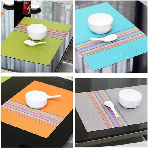 SHACOS Placemats Set of 4 Colorful Woven Vinyl Place Mats for Dining Table, Reversible