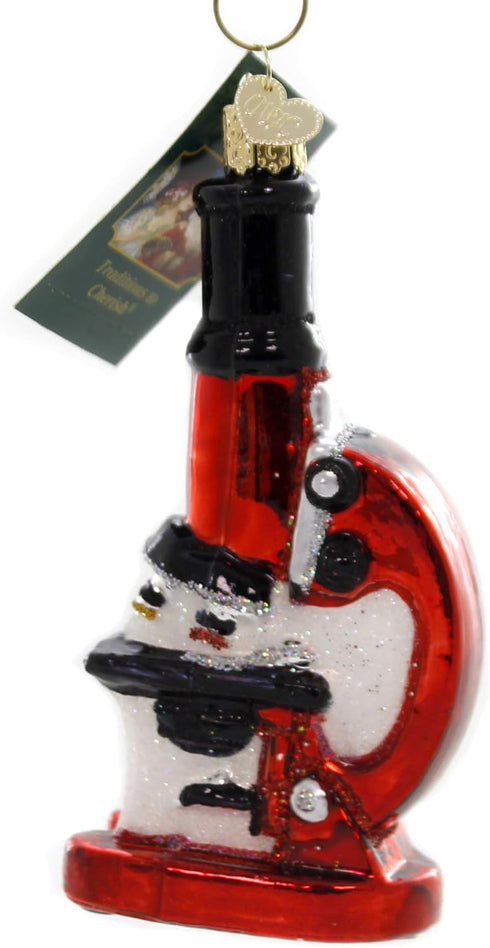 Old World Christmas 36242 Glass Blown Ornaments for Christmas Tree, Doctor Tools Microscope