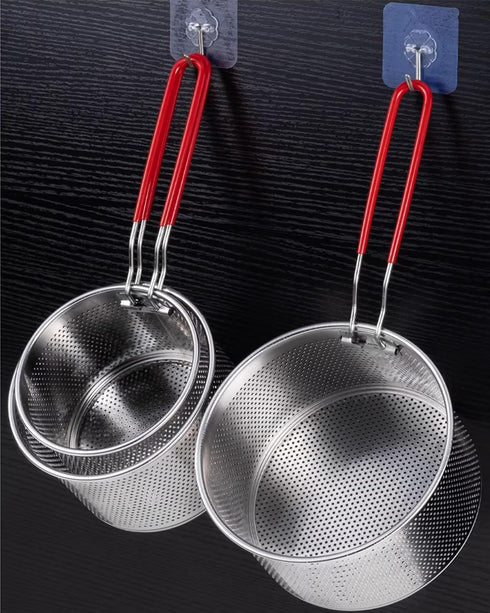 Tenta Kitchen Pasta Strainer, Boiling Blanching Basket, Stainless Steel Fryer Basket with Removable Handle for Cooking