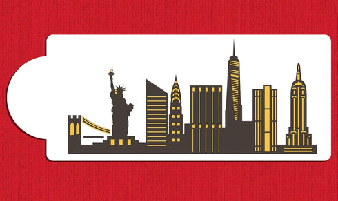 New York City Detailed Skyline Cake Stencil Side C1000 by Designer Stencils
