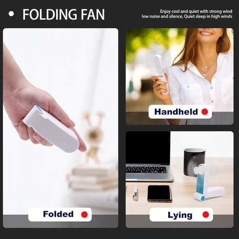 Personal Handheld Fan, Mini Portable Pocket Fan, USB Rechargeable for Home, Sports, Outdoor Travel, 2 Speed (Turquoise)