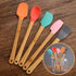 5 Piece Silicone Spatula Set, Mini Rubber Spatula with Wooden Handle, Heat Resistant Kitchen Utensils for Baking