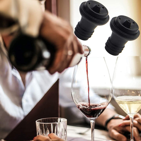 Wine Saver Vacuum Stoppers, Set of 6 Rubber Stoppers for Wine Preservation