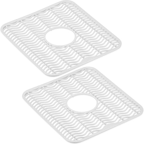 DecorRack 2 Pack Plastic Sink Protectors, 12" x 11" Dish Rack, Protects Kitchen Sink from Damage