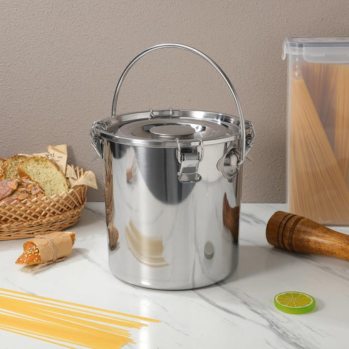 152 oz iplusmile Stainless Steel Airtight Canisters Container: fl Airtight Clamp Lid Kitchen Food Storage Bucket