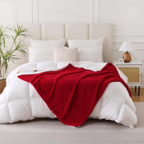 6080 Cozy Red Sherpa Fleece Throw Blanket for Couch Sofa Bed,Double Side Soft Fuzzy Plush Thick Flannel Blanket