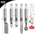Stainless Steel Fruit Carving Knife Set, 5 Pack Vegetable Engraving Blades for Kitchen, Melon Baller Scoop,Lemon Zester, Garnish Peeler,Crinkle Knife,V-shape Cutter by BURLIHOME