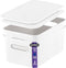 Superio Ribbed Collection - Decorative Plastic Lidded Home Storage Bins, Medium White (2 Pack)