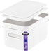 Superio Ribbed Collection - Decorative Plastic Lidded Home Storage Bins, Medium White (2 Pack)