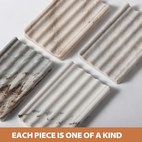2PCS Koville Italian Natural Marble Soap Dish for Shower, Multi-Color Stone Soap Tray for Bathroom, Bar Soap Holder