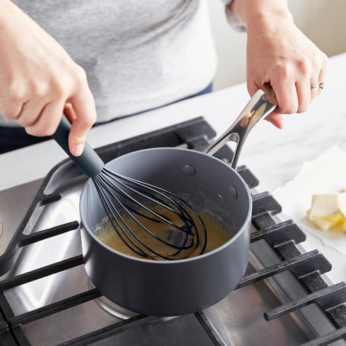 GreenPan Silicone Whisk, Heat-Resistant Mixing Kitchen Utensil, Flexible Rubber Nonstick Cookware, Gray