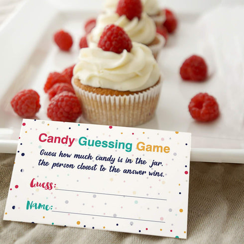 Candy Guessing Game Cards - Games Activities and Decorations, 50-Pack
