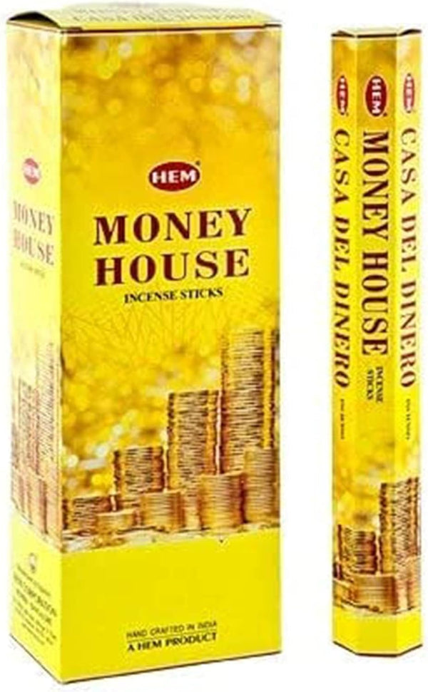Hem Money House Incense Sticks (120 Sticks, 6 Boxes) - 9 Inches Long, 20g per Box, Attract Positive Energy