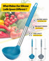 Pack of 2 Silicone Ladle Spoon, Large Non Stick Kitchen Utensils for Cooking, Stirring, Serving Soups (GREY-BLUE)