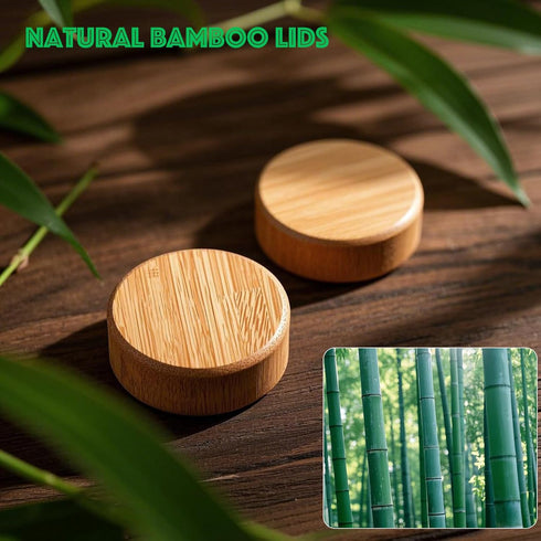 Zepkouel 25 4 Oz 8 Oz Pcs Spice Jars Bamboo Lids Replacement,Fits and Glass Spice Jar,For Square and Round Plastics