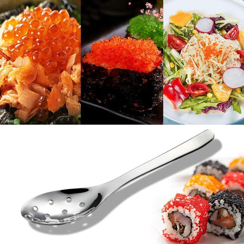 AOOSY Small Slotted Spoons - 2 Set of Modern Stylish Thick Heavy-weight Stainless Steel Caviar Spoon