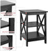 3-Tier SUPER DEAL Side Table, End Table with Shelves, Versatile X-Design Wood Sofa Table for Living Room Bedroom
