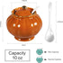 Ceramic Covered Salt Bowl, Sugar Container with Lid and Spoon for Home Kitchen Coffee Bar, 9 OZ, Orange