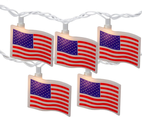 Northlight American Flag Indoor Outdoor Patriotic Patio Light Set - 7.5' White