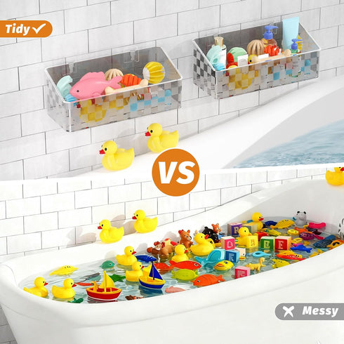 2 Pack Natheeph Bath Toy Storage Holder, Large Capacity Bath Toy Organizer for Tub Clear Baby Bathtub Toy Storage Multi